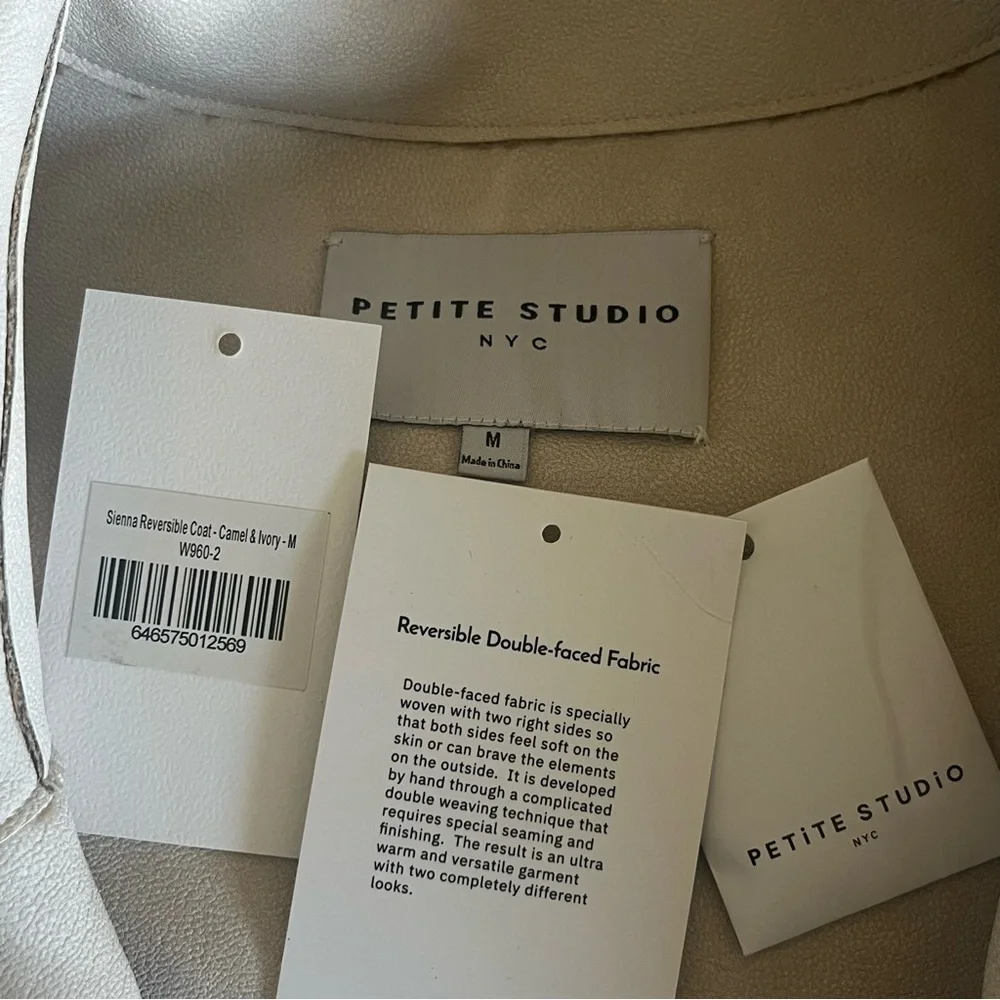 LAST DAY -- Petite Studio NYC Sienna Reversible Coat in Camel and Ivory BNWT - Picture 9 of 9